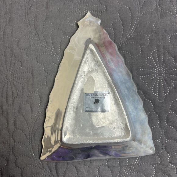 Holland Boone Polished Pewter Christmas Tree Tray Small Lead Free Holiday Silver - Picture 2 of 6